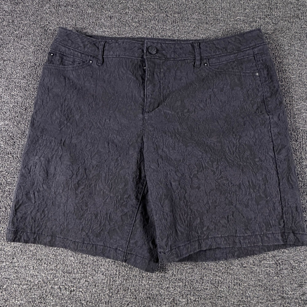 Simply Vera Vera Wang Shorts Womens 12 Black Textured Crinkle EUC